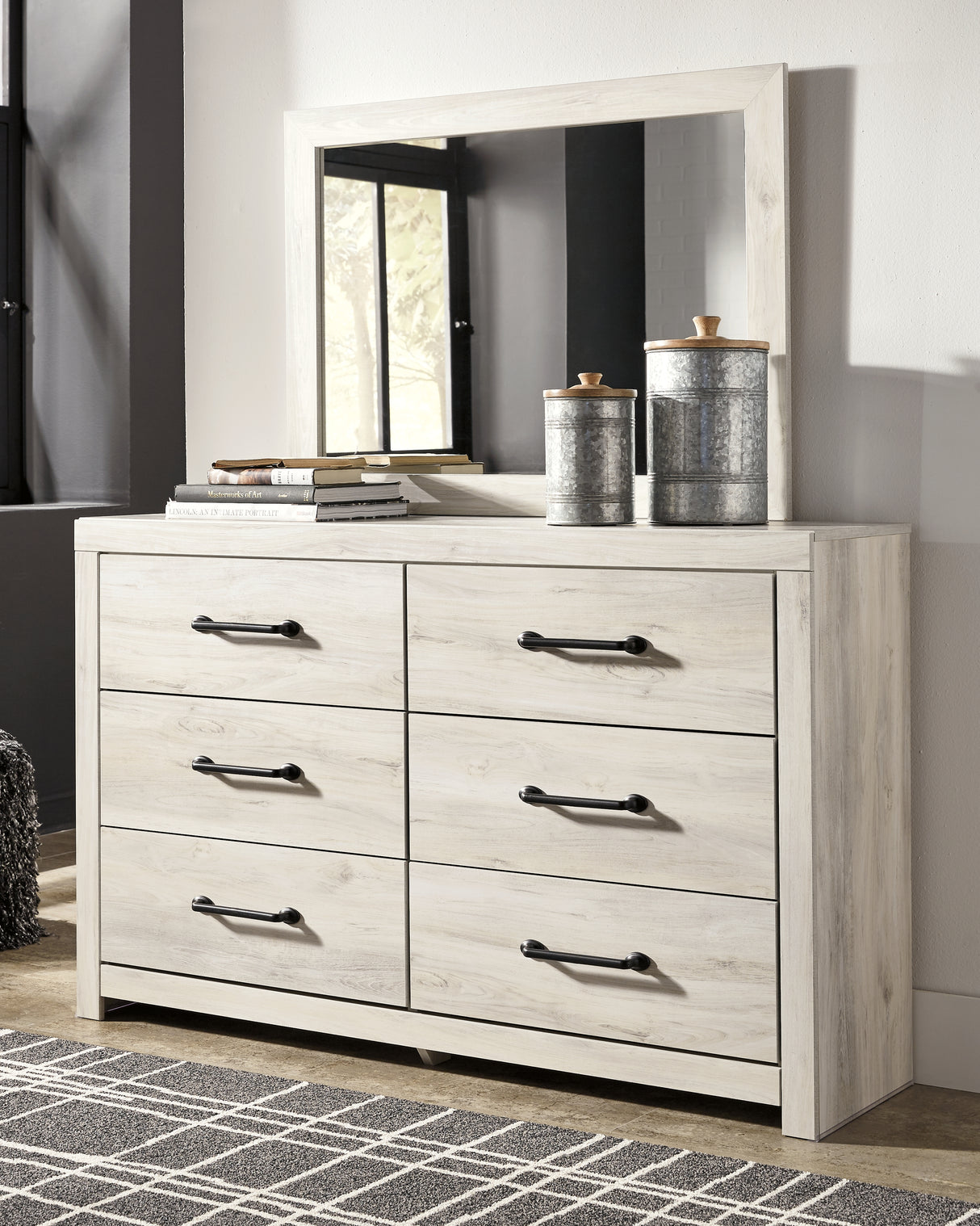Mega Furniture - Ashley Furniture - Cambeck Bedroom - Dresser and Mirror / Whitewash - B192B1