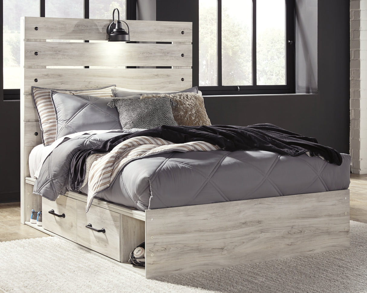 Mega Furniture - Ashley Furniture - Cambeck Bedroom - Full Panel Bed with 2 Storage Drawers / Whitewash - B192B16
