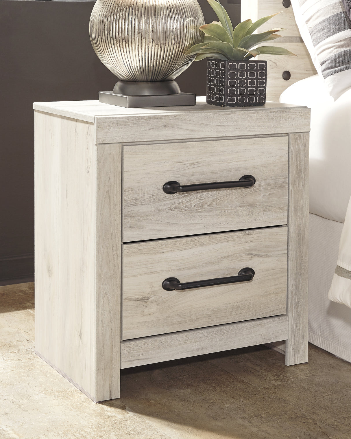 Mega Furniture - Ashley Furniture - Cambeck Bedroom - Two Drawer Night Stand / Whitewash - B192-92