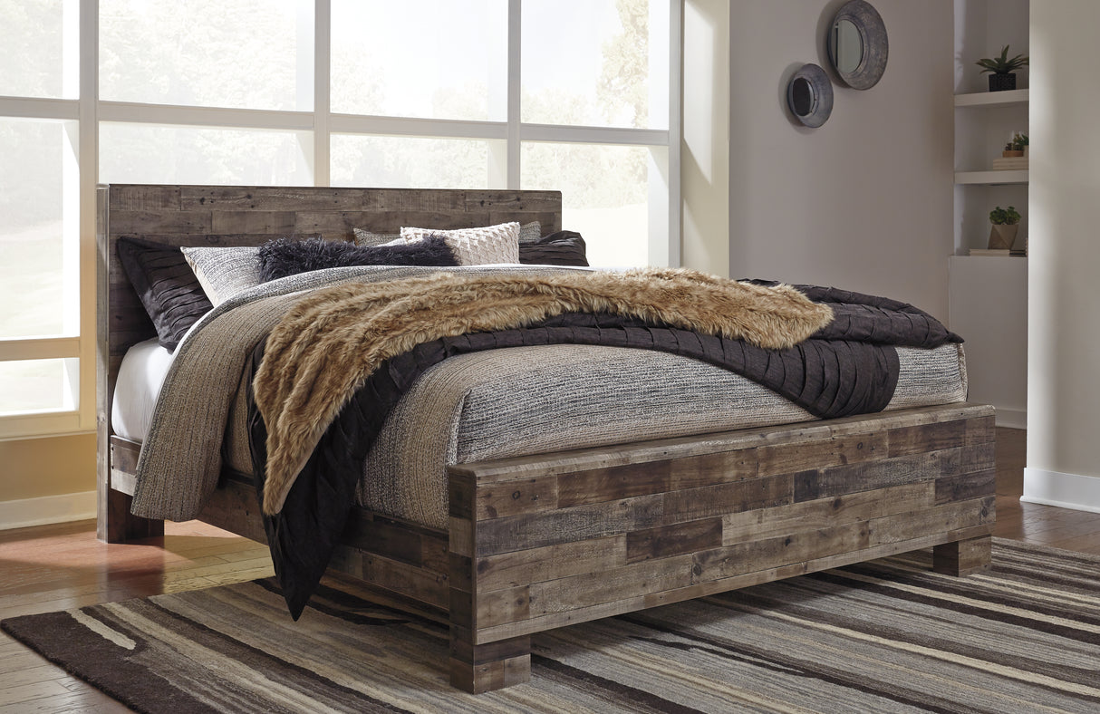 Mega Furniture - Ashley Furniture - Derekson Bedroom - King Panel Bed / Multi Gray - B200B11