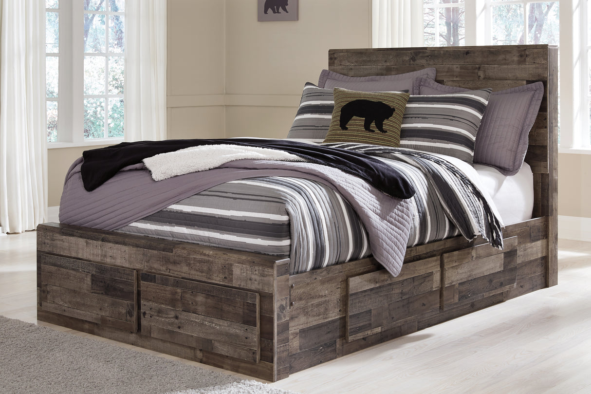 Mega Furniture - Ashley Furniture - Derekson Bedroom - Full Panel Bed with 6 Storage Drawers / Multi Gray - B200B10