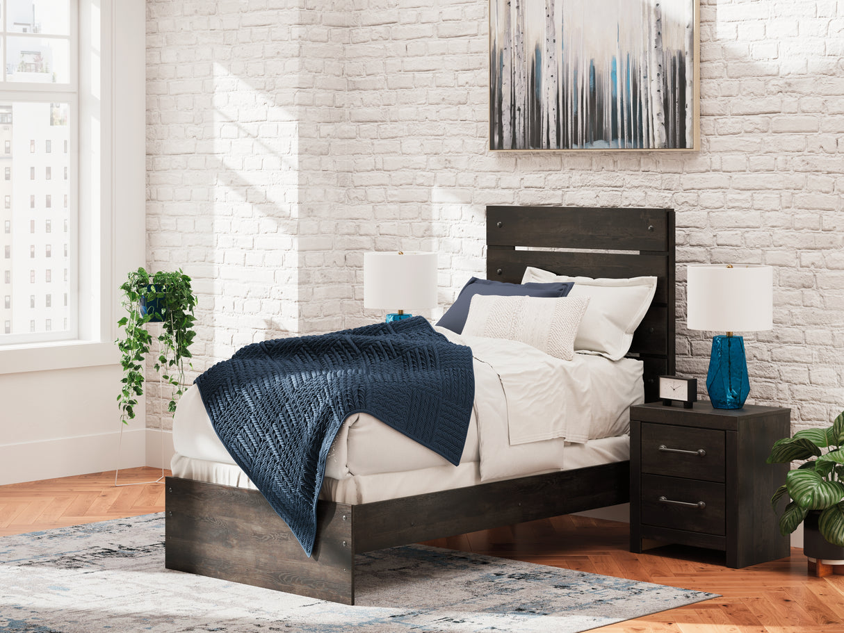 Mega Furniture - Ashley Furniture - Hollivern Bedroom - Twin Panel Bed / Dark Gray - PCB2108B11