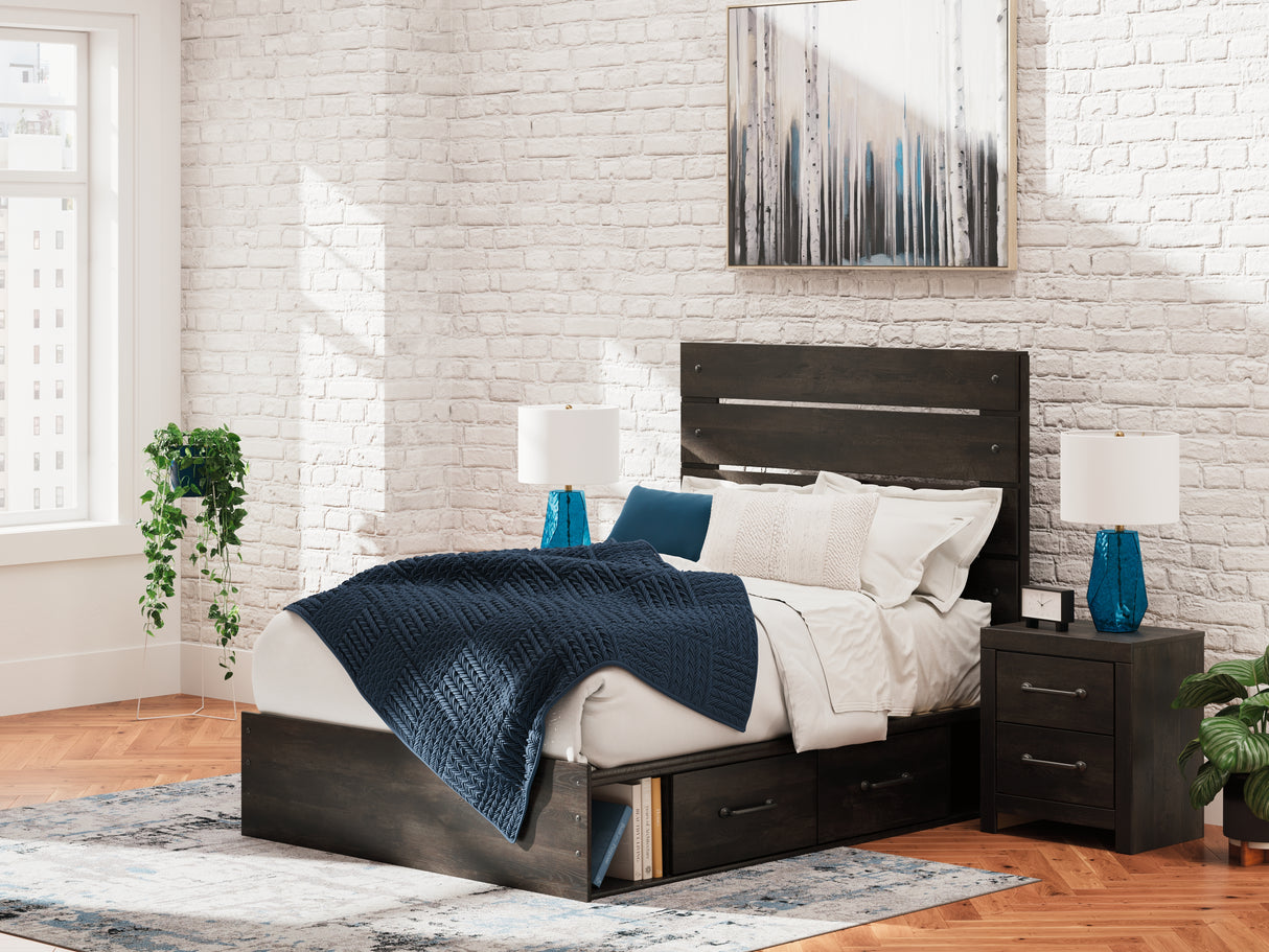 Mega Furniture - Ashley Furniture - Hollivern Bedroom - Full Panel Storage Bed / Dark Gray - PCB2108B15