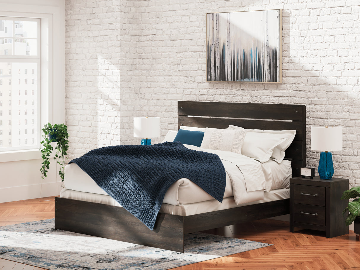 Mega Furniture - Ashley Furniture - Hollivern Bedroom - King Panel Bed / Dark Gray - PCB2108B8