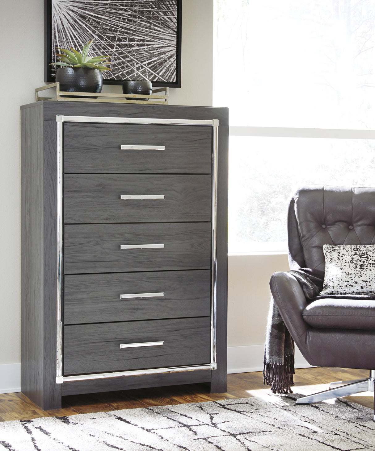 Mega Furniture - Ashley Furniture - Lodanna Bedroom - Full Panel Bed with 2 Storage Drawers / Gray - B214B5