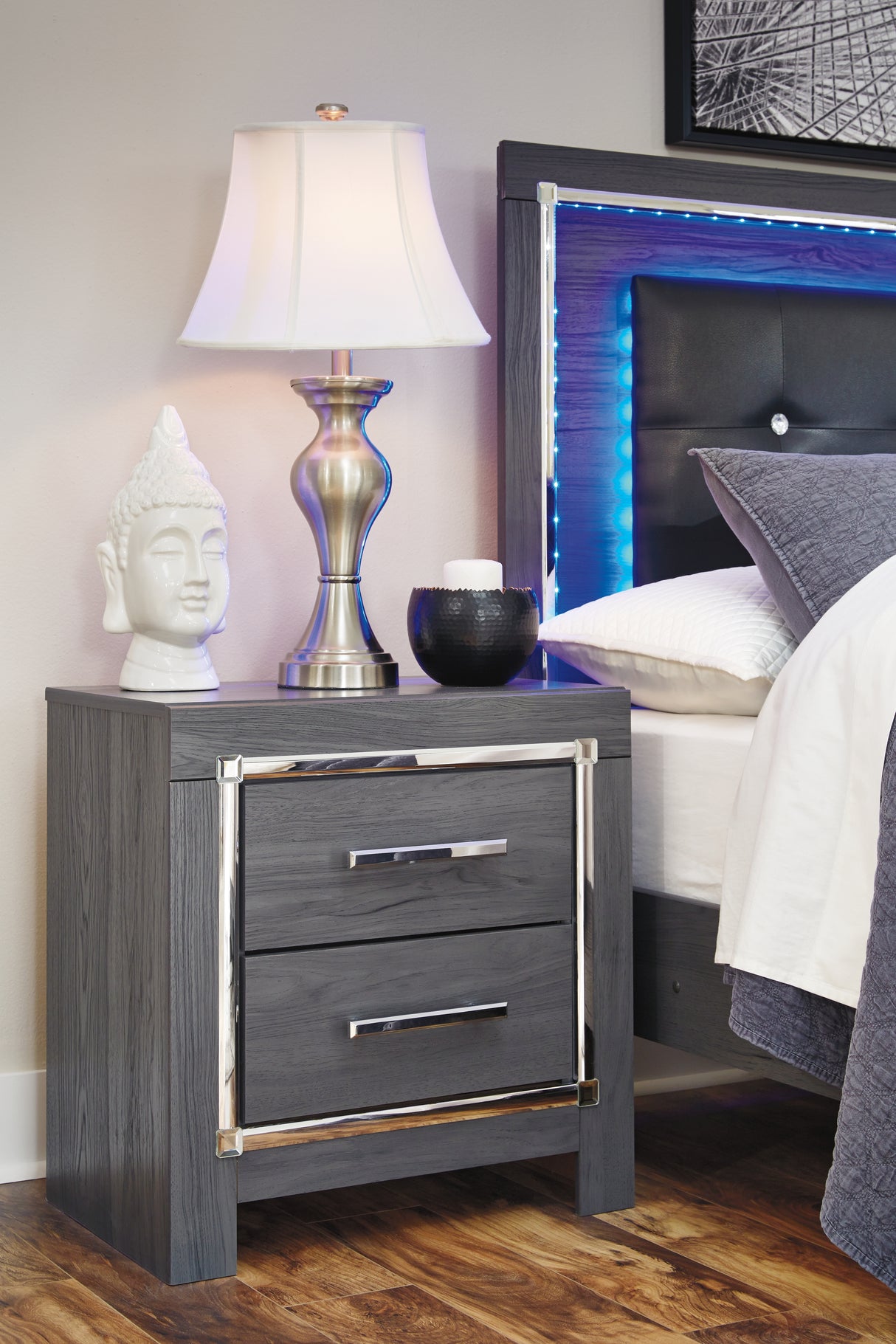 Mega Furniture - Ashley Furniture - Lodanna Bedroom - Two Drawer Night Stand / Gray - B214-92