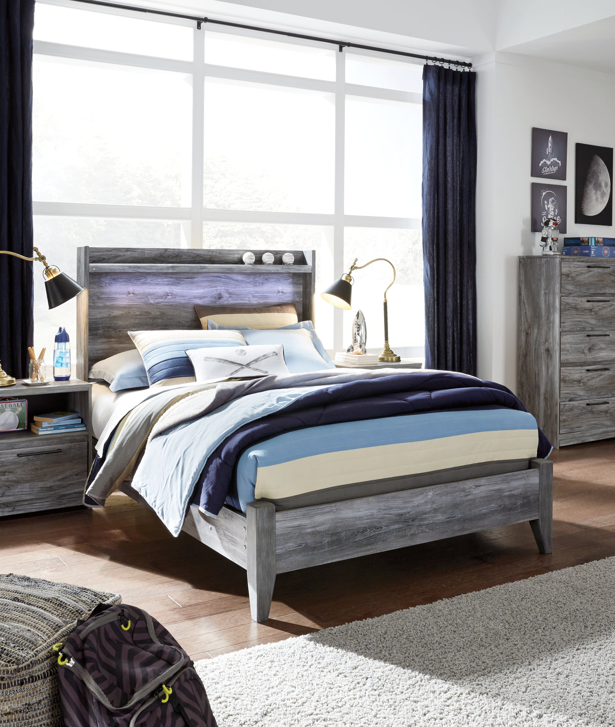Mega Furniture - Ashley Furniture - Baystorm Bedroom - Full Panel Bed / Gray - B221B21
