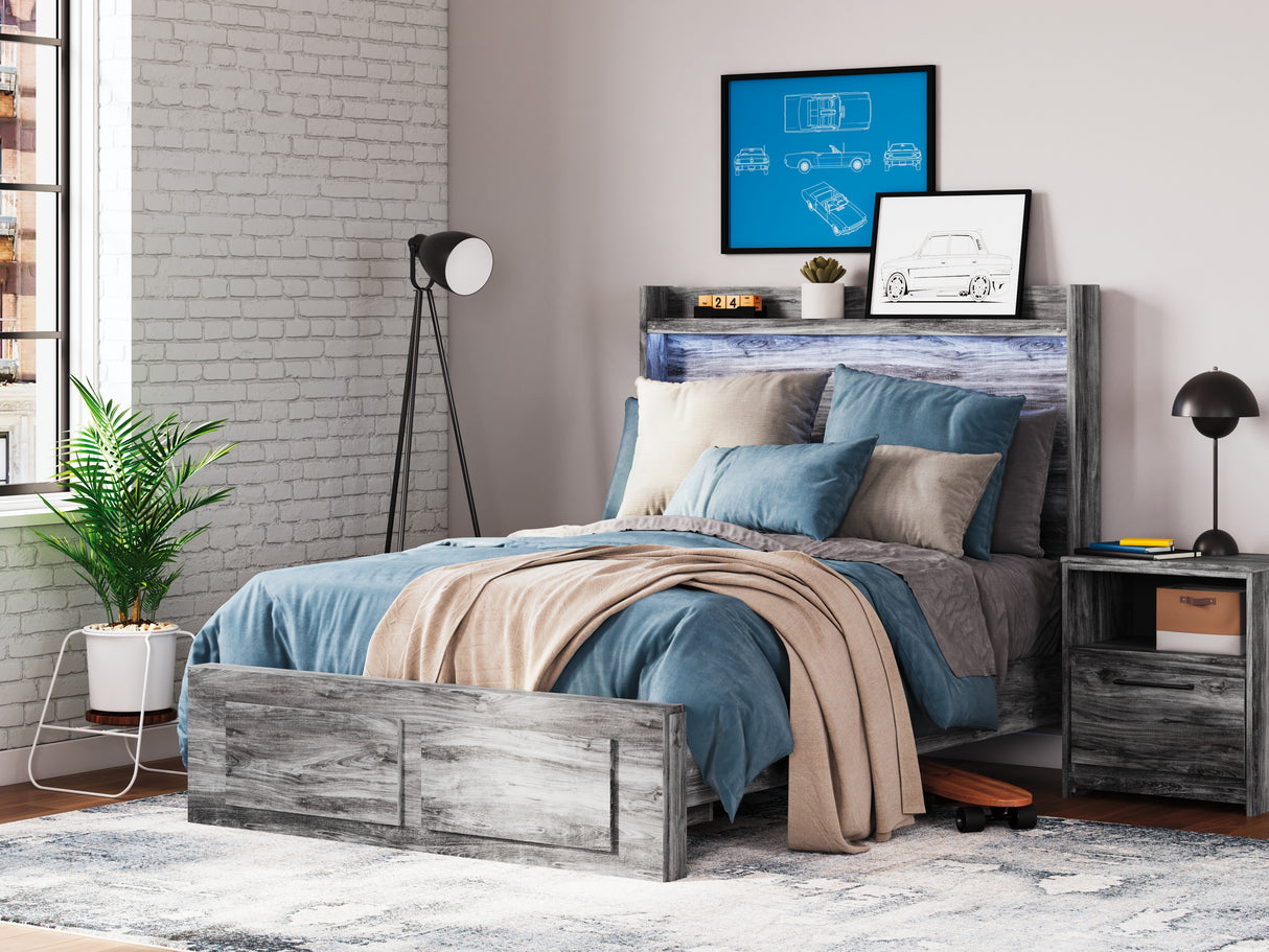 Mega Furniture - Ashley Furniture - Baystorm Bedroom - Full Panel Bed with 2 Storage Drawers / Gray - B221B34