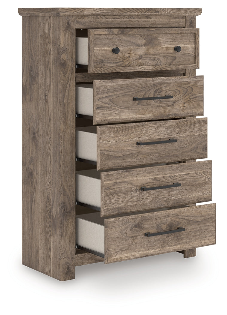Mega Furniture - Ashley Furniture - Rusticott Bedroom - Five Drawer Chest / Brown - PCB2260-46