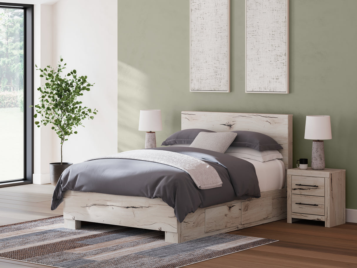 Mega Furniture - Ashley Furniture - Lawroy Bedroom - Full Panel Bed with Storage / Light Natural - B2310B42