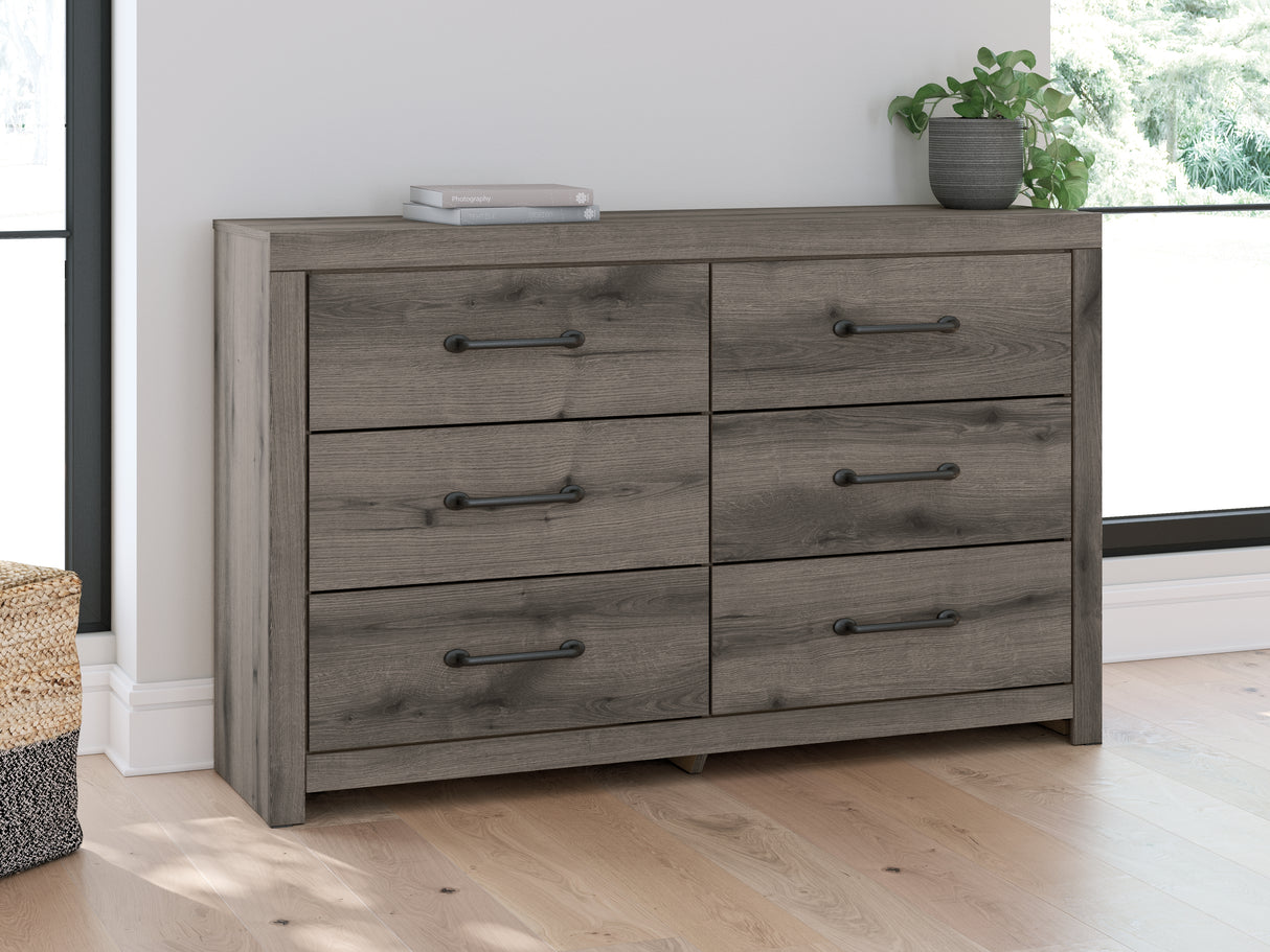 Mega Furniture - Ashley Furniture - Graystorm Bedroom - Six Drawer Dresser / Brown Gray - PCB2405-31