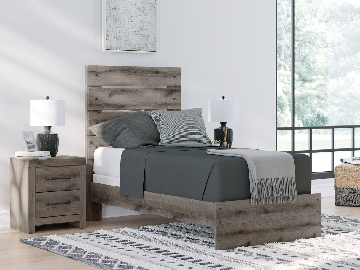 Mega Furniture - Ashley Furniture - Graystorm Bedroom - Twin Panel Bed / Brown Gray - PCB2405B12