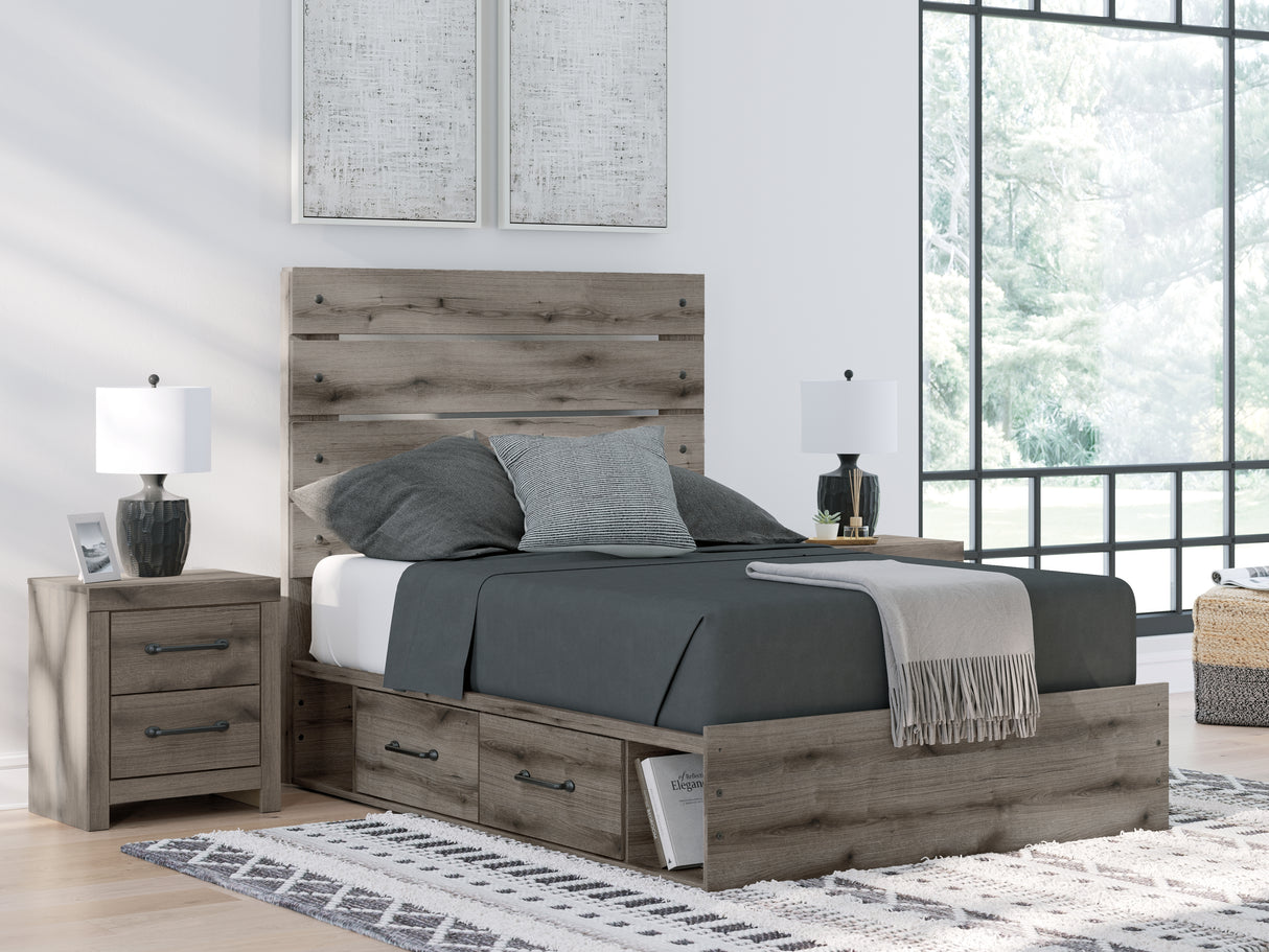 Mega Furniture - Ashley Furniture - Graystorm Bedroom - Full Panel Storage Bed / Brown Gray - PCB2405B16