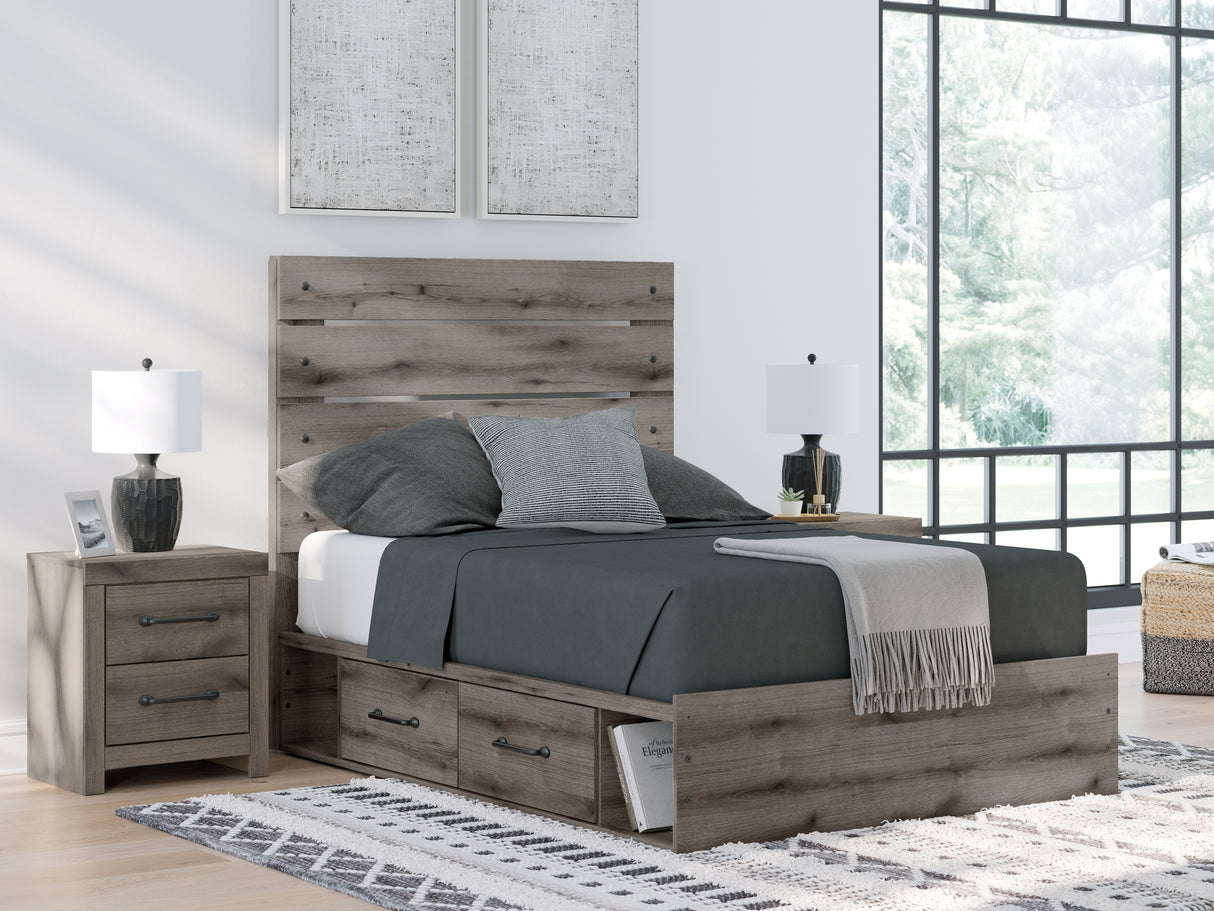 Mega Furniture - Ashley Furniture - Graystorm Bedroom - Full Panel Bed with Storage / Brown Gray - PCB2405B17