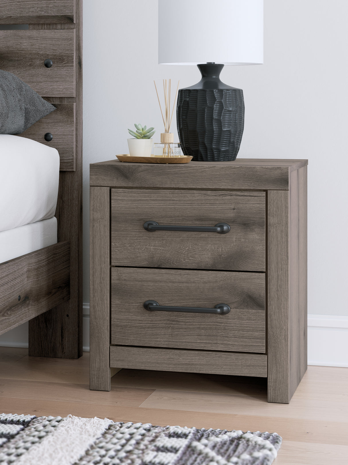 Mega Furniture - Ashley Furniture - Graystorm Bedroom - Two Drawer Night Stand / Brown Gray - PCB2405-92