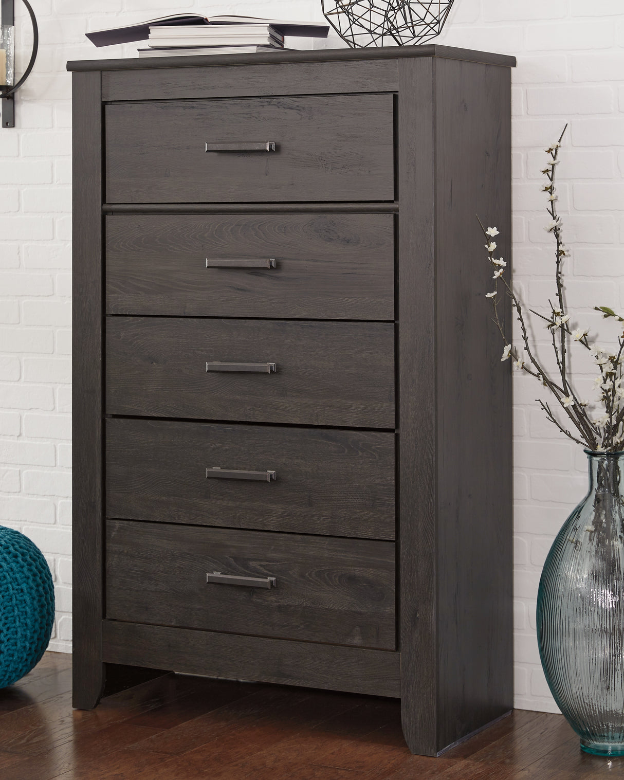 Mega Furniture - Ashley Furniture - Brinxton Bedroom - Five Drawer Chest / Charcoal - B249-46