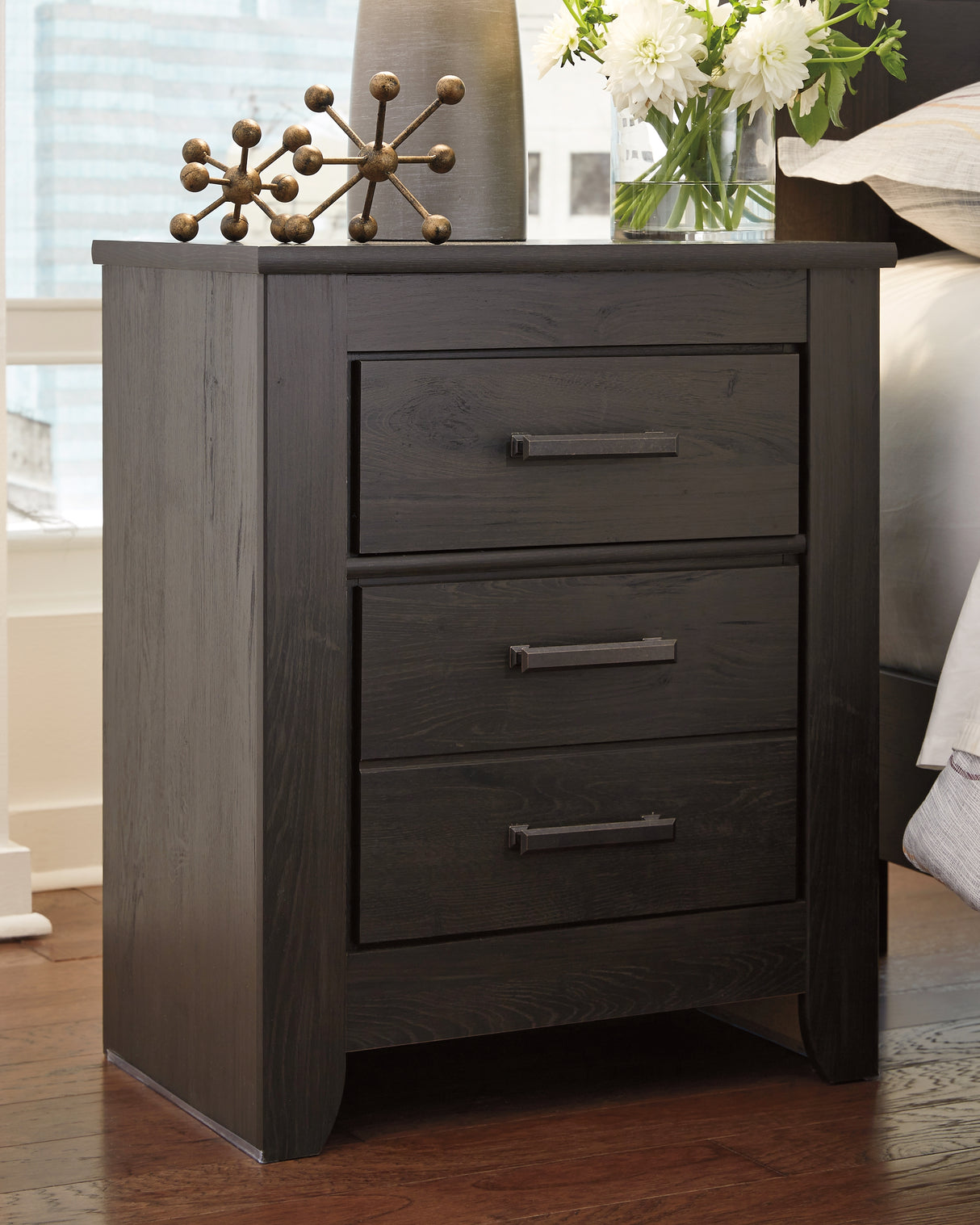Mega Furniture - Ashley Furniture - Brinxton Bedroom - Two Drawer Night Stand / Charcoal - B249-92