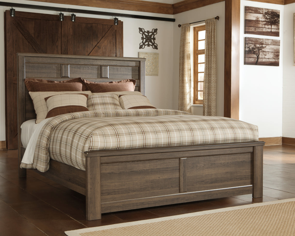 Mega Furniture - Ashley Furniture - Juararo Bedroom - Queen Panel Bed / Dark Brown - B251B6
