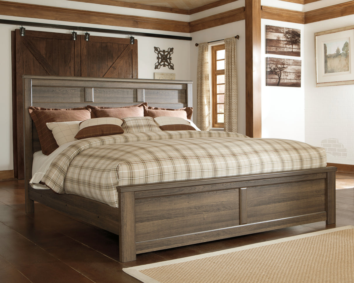Mega Furniture - Ashley Furniture - Juararo Bedroom - King Panel Bed / Dark Brown - B251B9