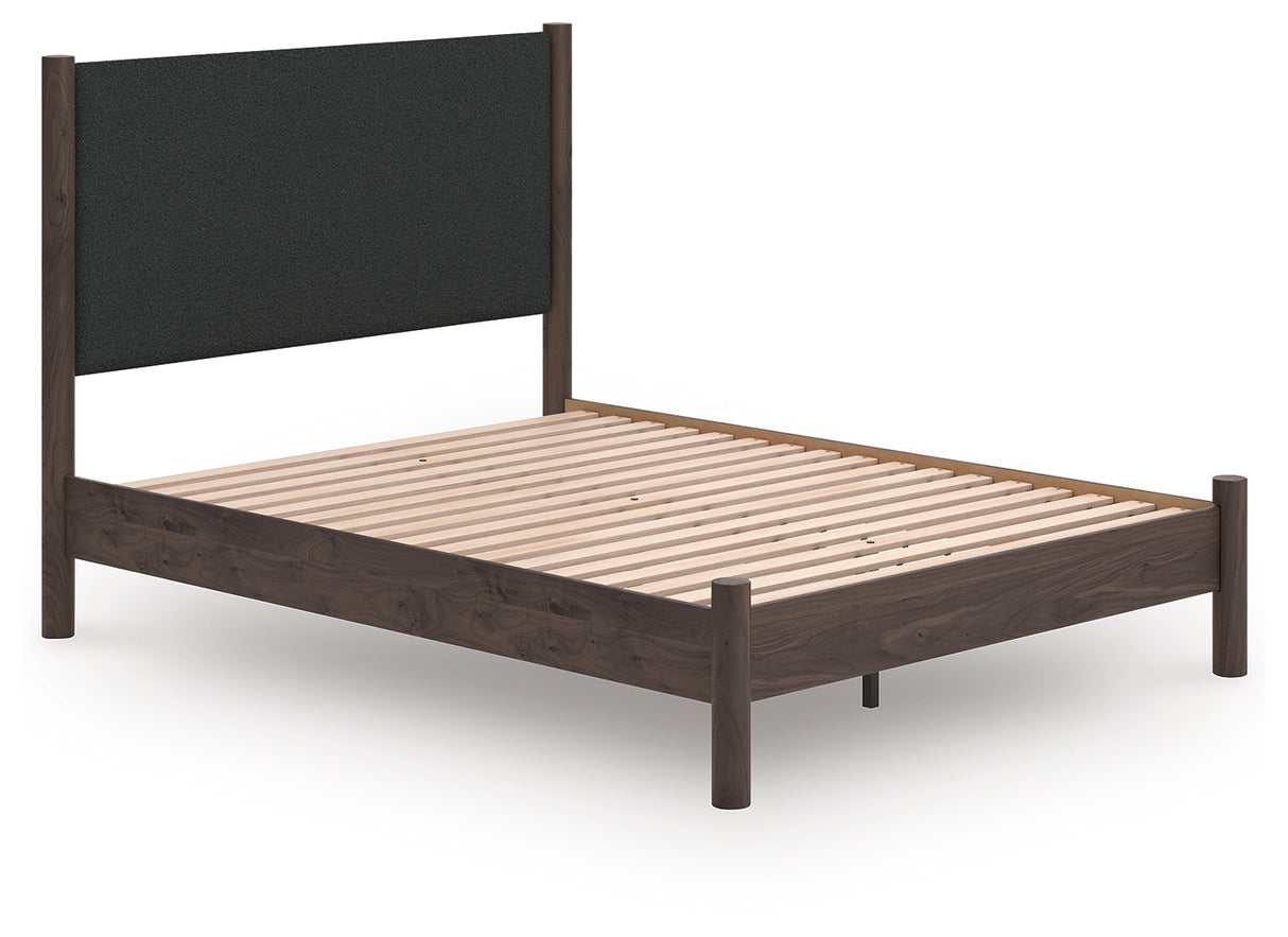 Mega Furniture - Ashley Furniture - Pamytta Bedroom - Queen Upholstered Panel Platform Bed / Brown - PCB2614B12