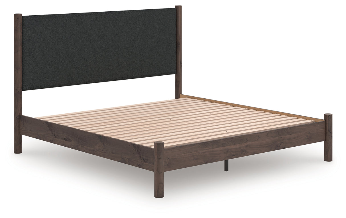 Mega Furniture - Ashley Furniture - Pamytta Bedroom - King Upholstered Panel Platform Bed / Brown - PCB2614B28