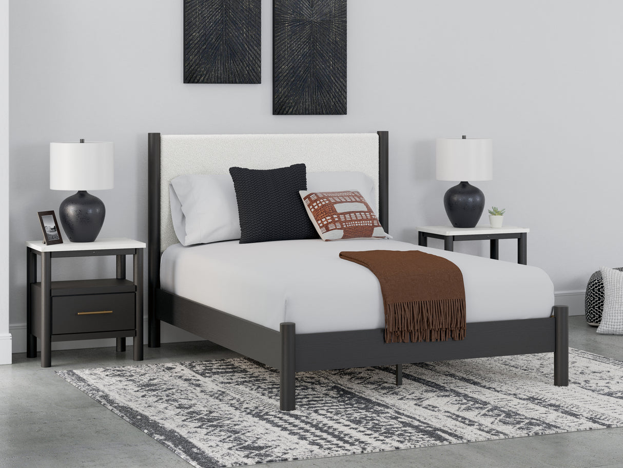 Mega Furniture - Ashley Furniture - Cadmori Bedroom - Queen Upholstered Panel Bed / Black/White - B2616B2
