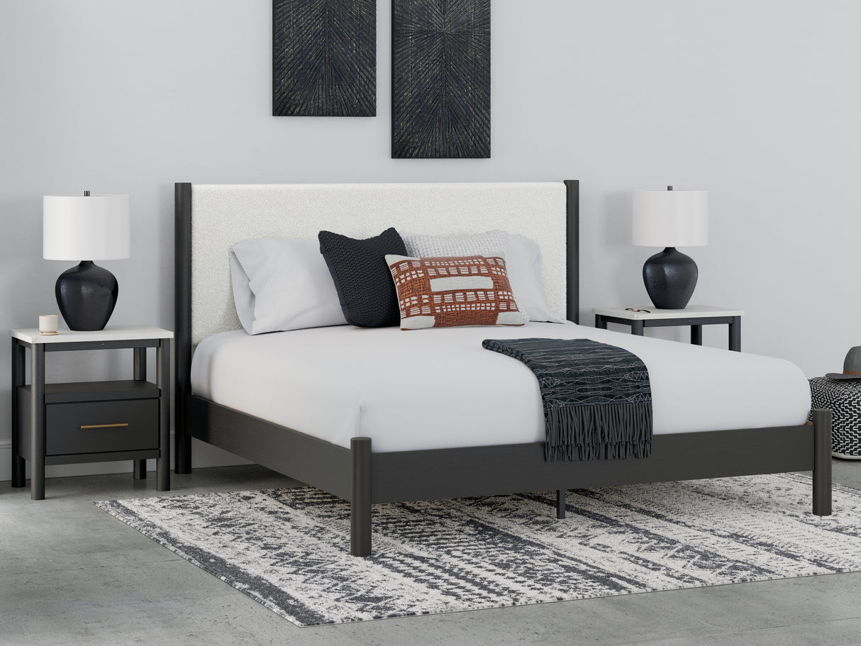 Mega Furniture - Ashley Furniture - Cadmori Bedroom - King Upholstered Panel Bed / Black/White - B2616B8