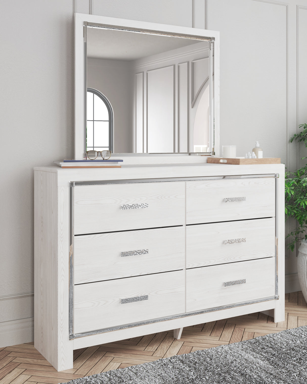 Mega Furniture - Ashley Furniture - Altyra Bedroom - Dresser and Mirror / White - B2640B1