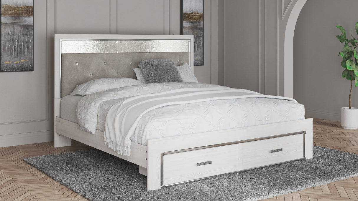 Mega Furniture - Ashley Furniture - Altyra Bedroom - King Upholstered Storage Bed / White - B2640B29