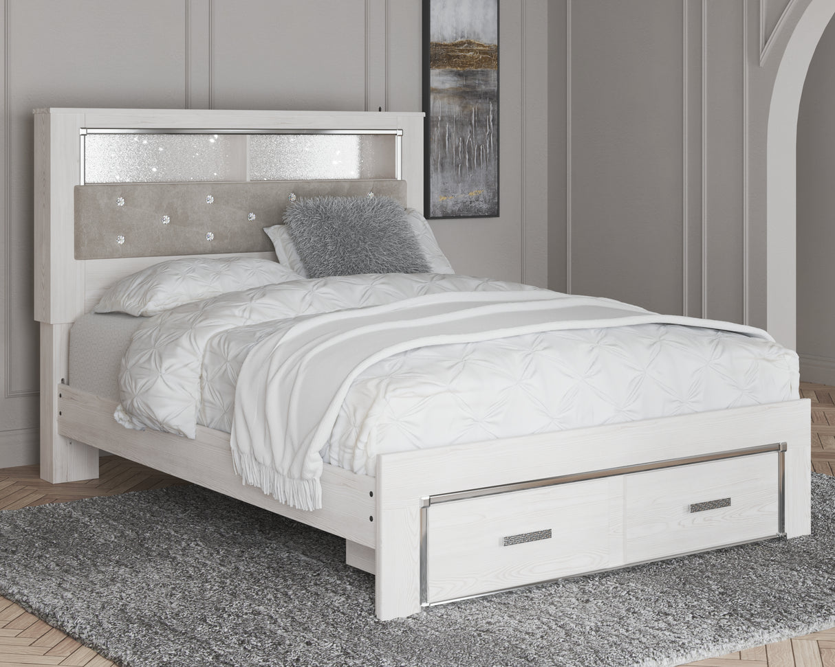 Mega Furniture - Ashley Furniture - Altyra Bedroom - Queen Upholstered Bookcase Bed with Storage / White - B2640B19