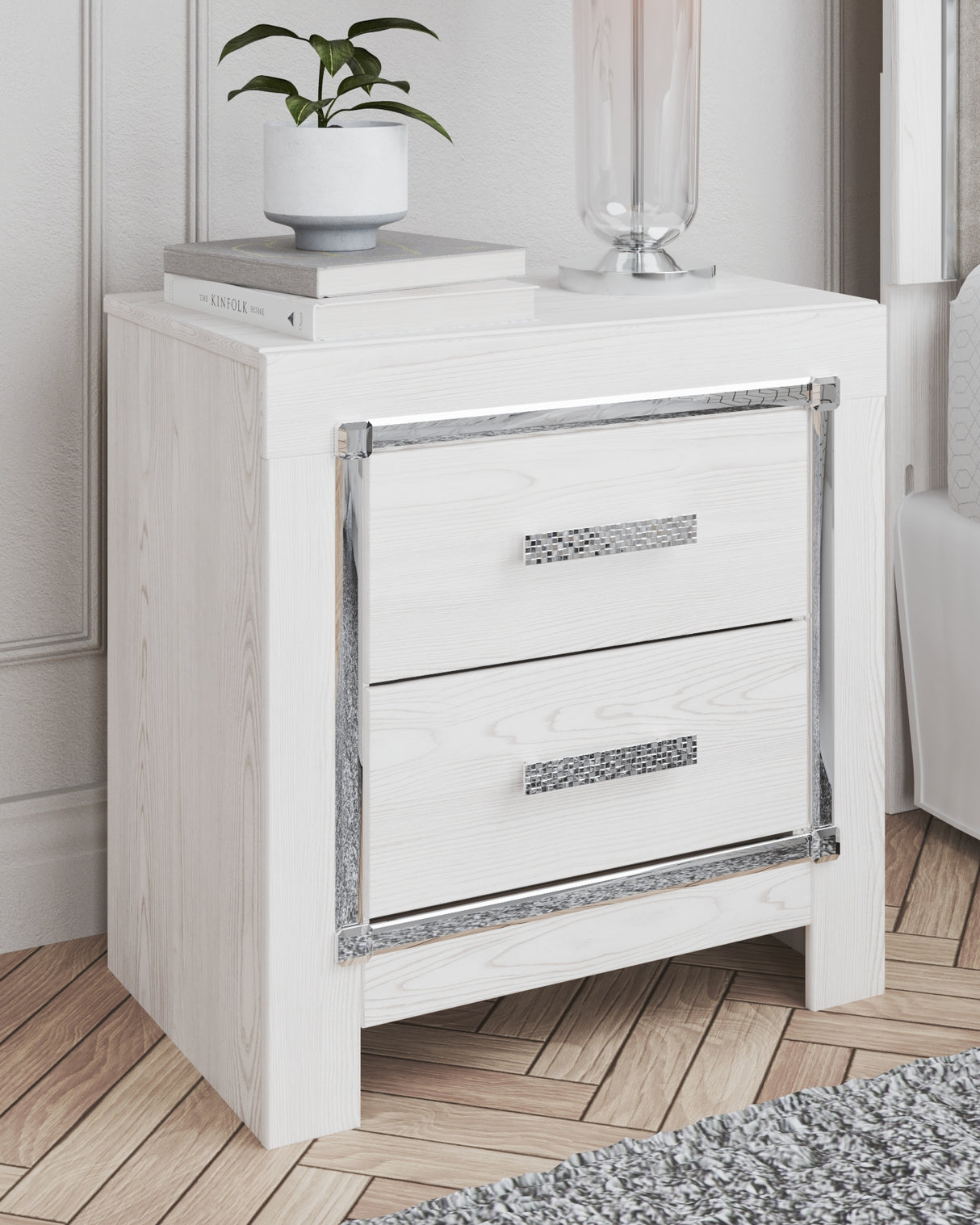 Mega Furniture - Ashley Furniture - Altyra Bedroom - Two Drawer Night Stand / White - B2640-92