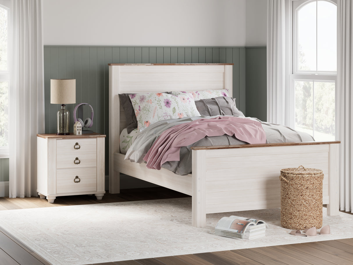 Mega Furniture - Ashley Furniture - Willowton Bedroom - Full Panel Bed / Whitewash - B267B17