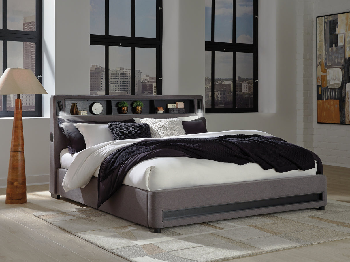 Mega Furniture - Ashley Furniture - Verishaw Bedroom - King Upholstered Bed / Gray - PCB2721B21