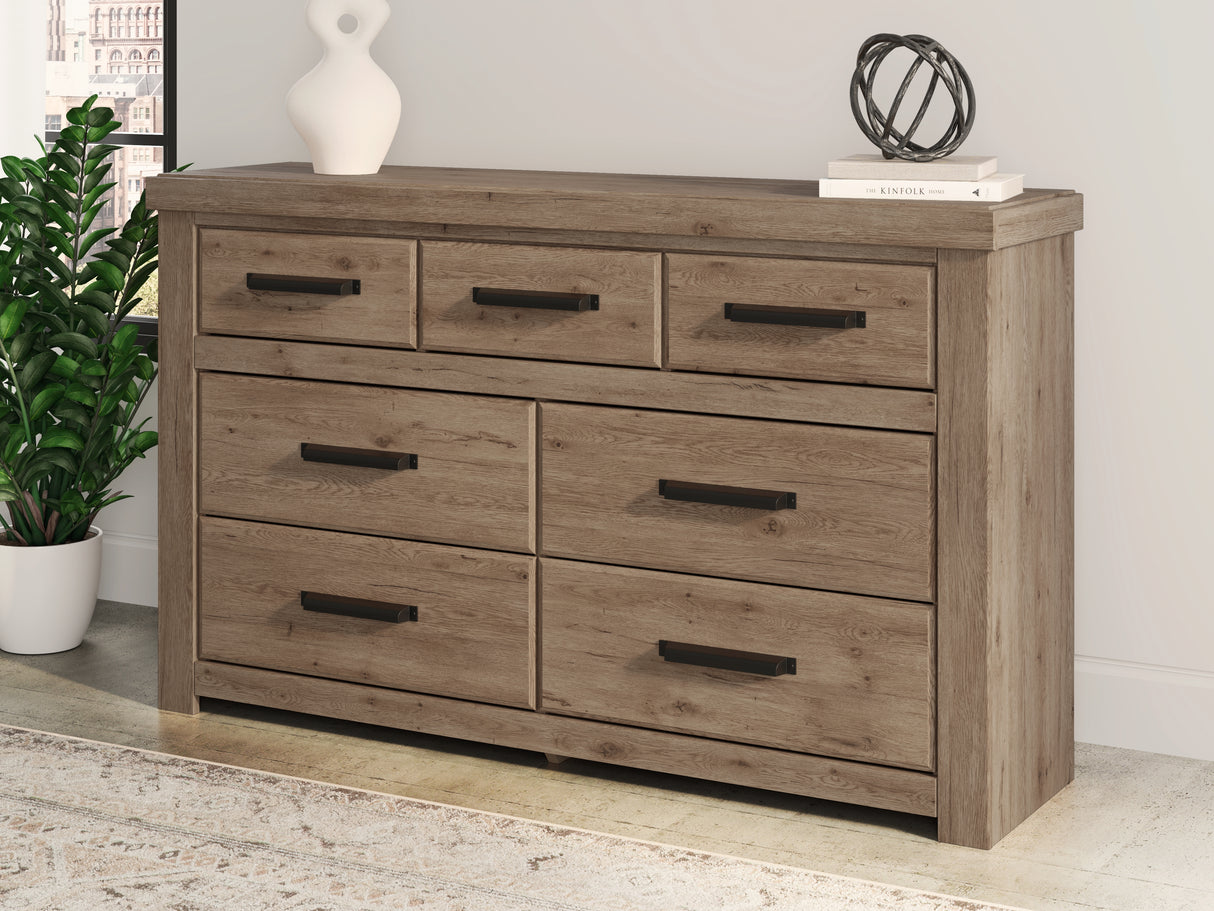 Mega Furniture - Ashley Furniture - Oliandon Bedroom - Seven Drawer Dresser / Light Brown - PCB2844-31