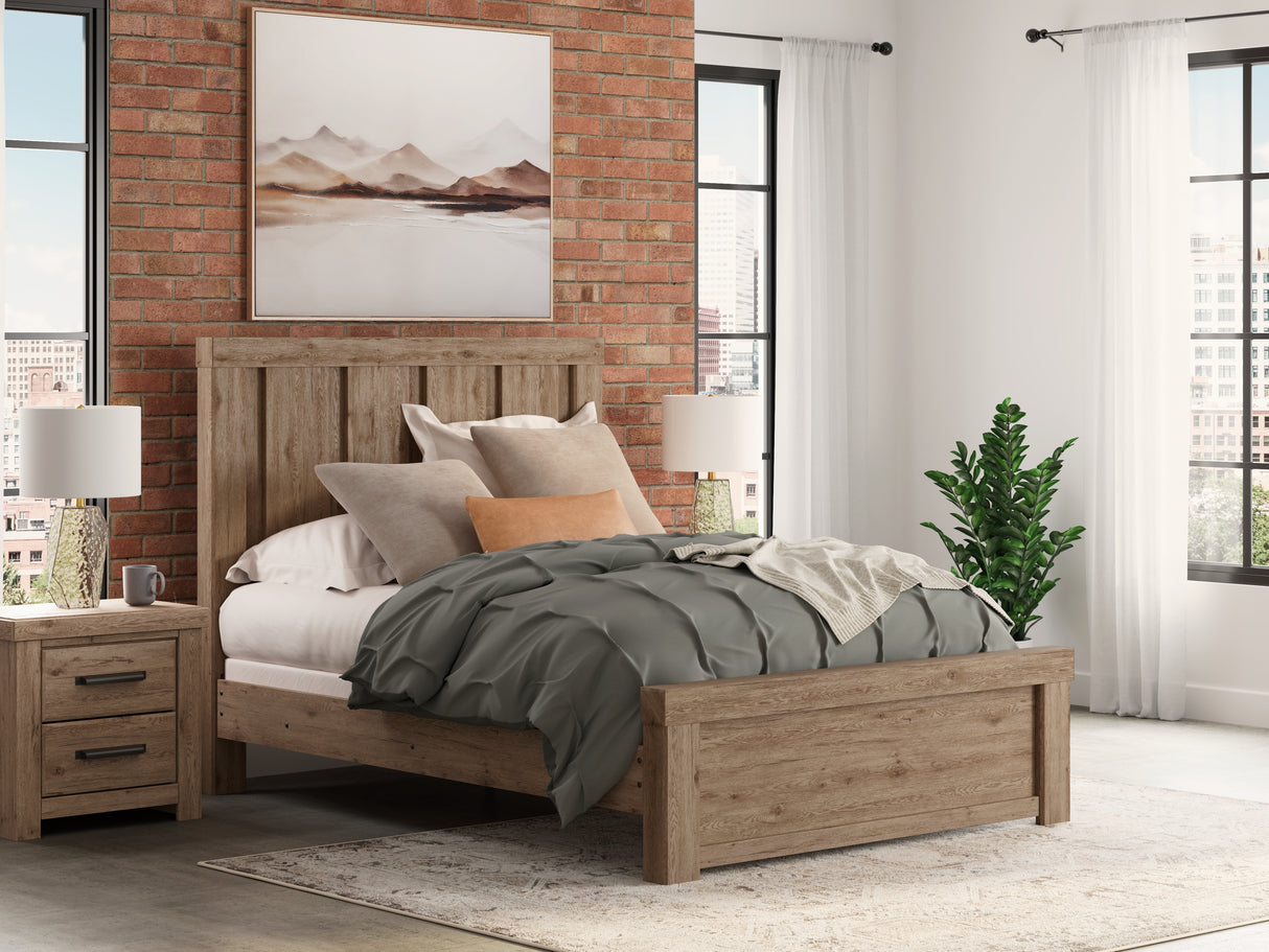 Mega Furniture - Ashley Furniture - Oliandon Bedroom - Queen Panel Bed / Light Brown - PCB2844B2