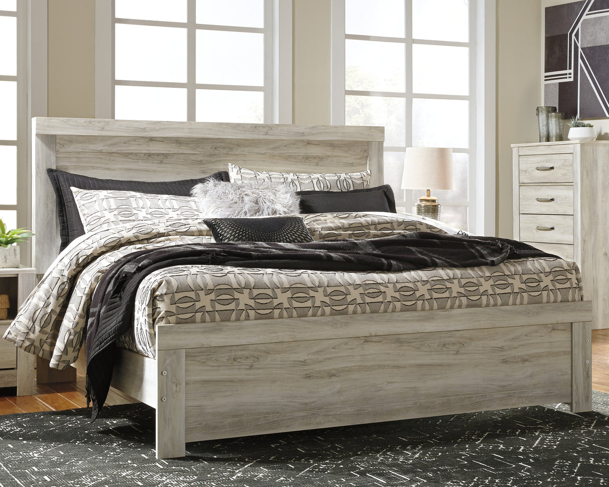 Mega Furniture - Ashley Furniture - Bellaby Bedroom - King Panel Bed / Whitewash - B331B8