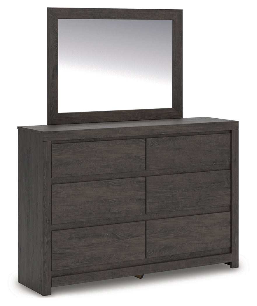 Mega Furniture - Ashley Furniture - Fraluna Bedroom - Dresser and Mirror / Charcoal - PCB3370B1