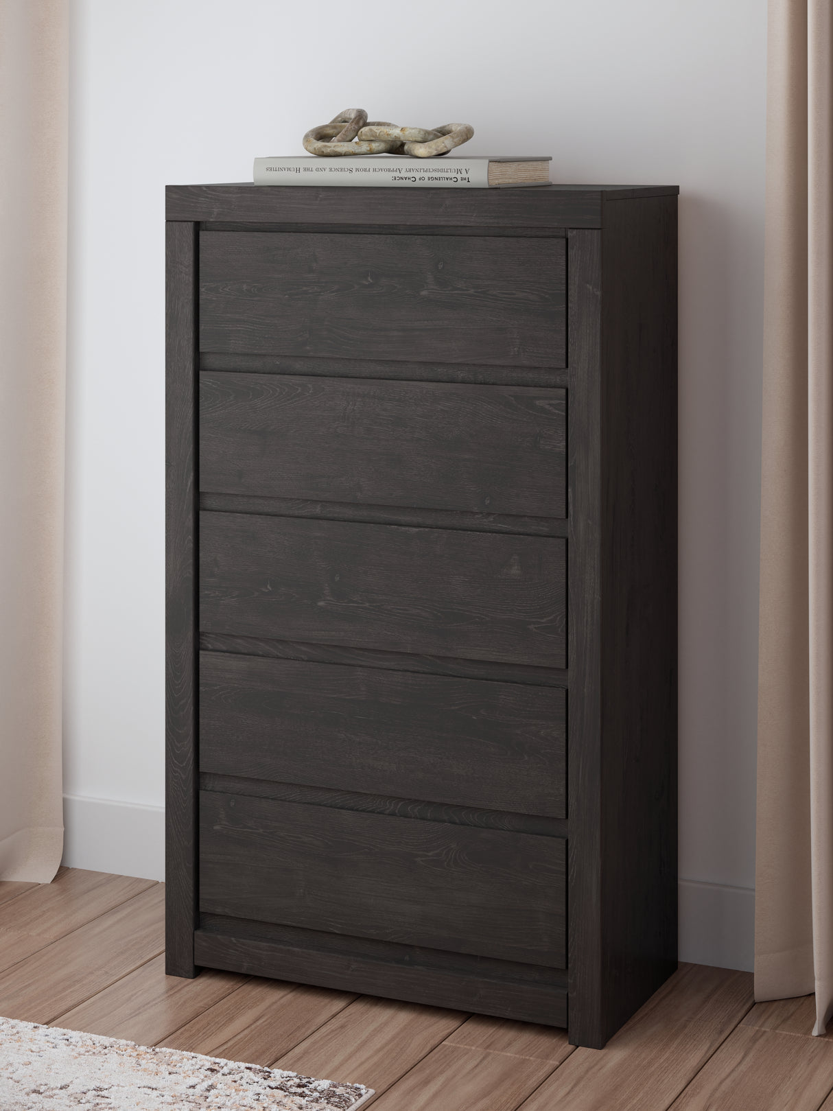 Mega Furniture - Ashley Furniture - Fraluna Bedroom - Five Drawer Chest / Charcoal - PCB3370-46