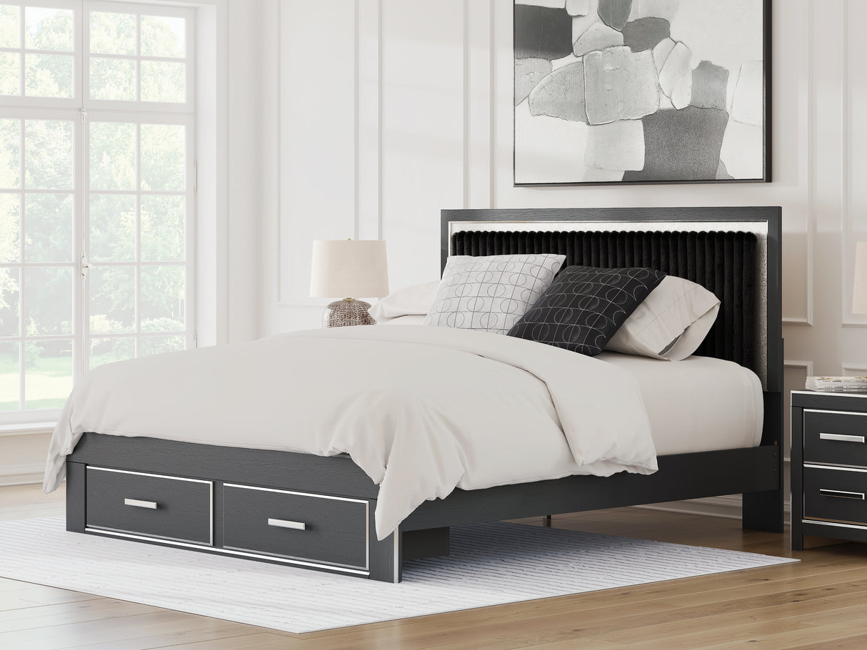 Mega Furniture - Ashley Furniture - Zuraleus Bedroom - King Upholstered Panel Storage Bed / Black - PCB3380B11