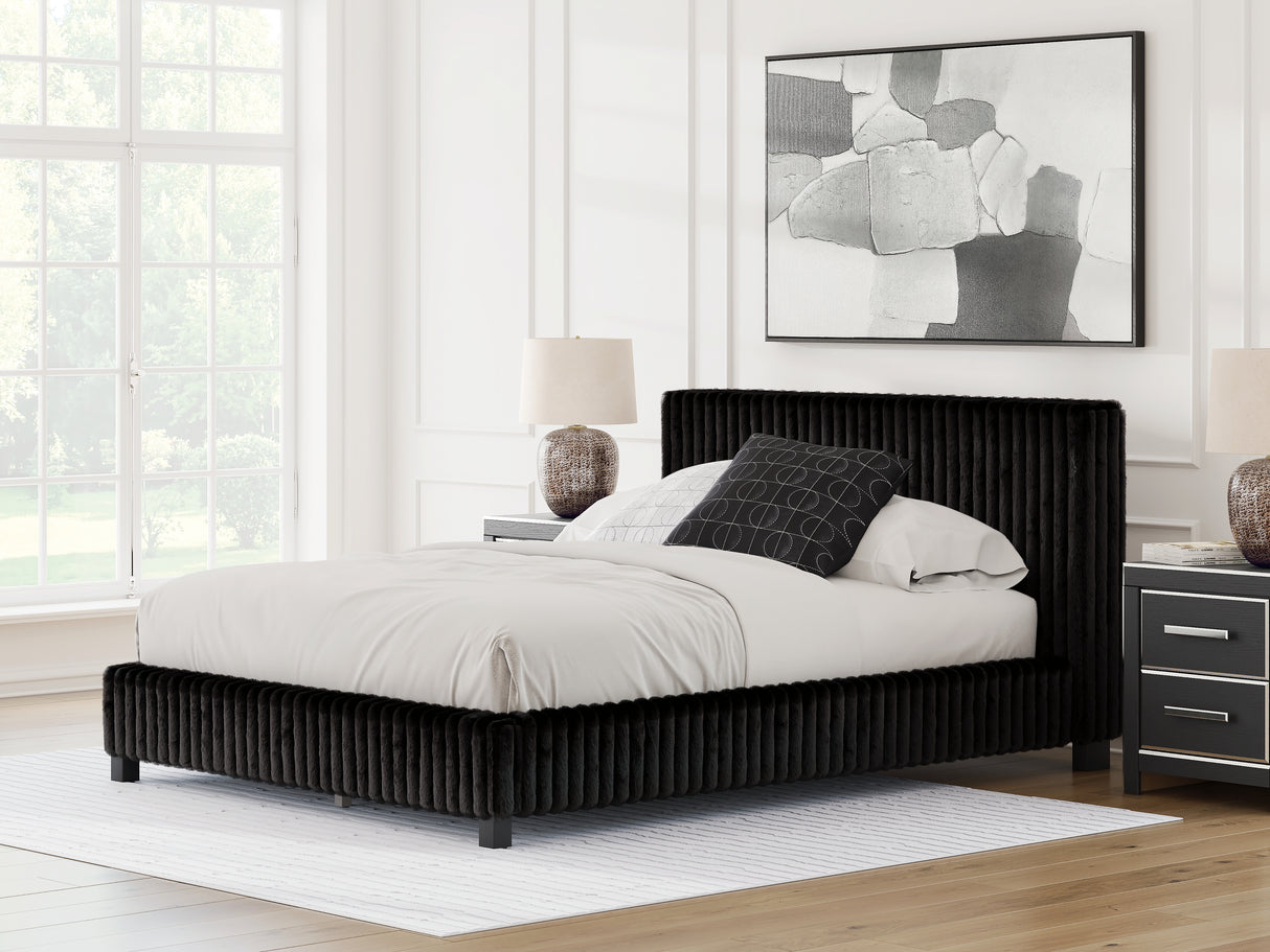 Mega Furniture - Ashley Furniture - Zuraleus Bedroom - Queen Upholstered Bed / Black - PCB3380B8