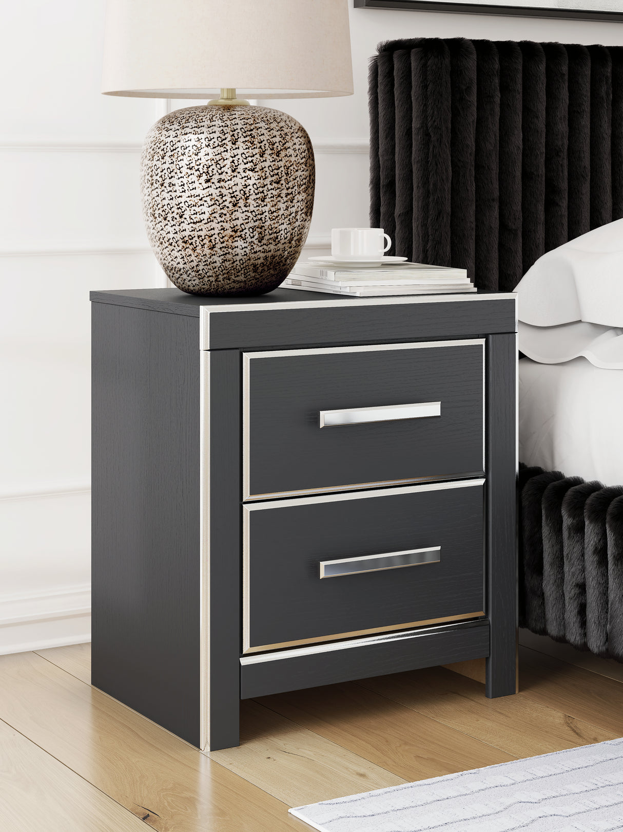 Mega Furniture - Ashley Furniture - Zuraleus Bedroom - Two Drawer Night Stand / Black - PCB3380-92