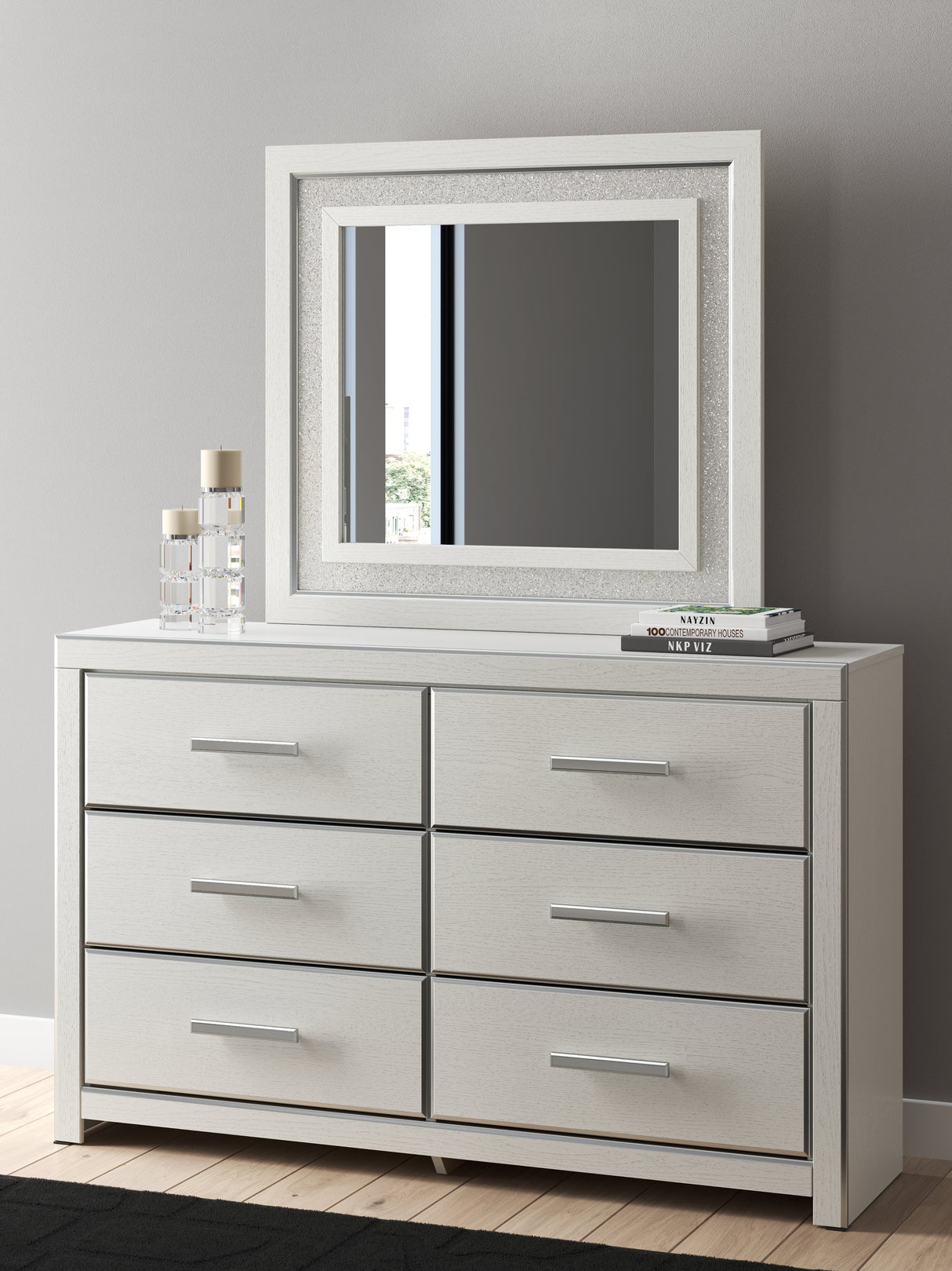 Mega Furniture - Ashley Furniture - Zuraleus Bedroom - Dresser and Mirror / White - PCB3381B1