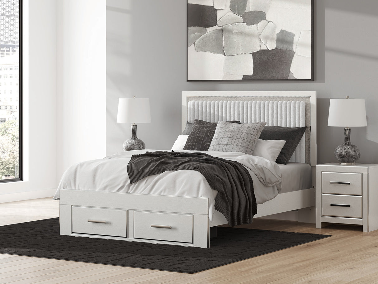 Mega Furniture - Ashley Furniture - Zuraleus Bedroom - Queen Upholstered Panel Storage Bed / White - PCB3381B4