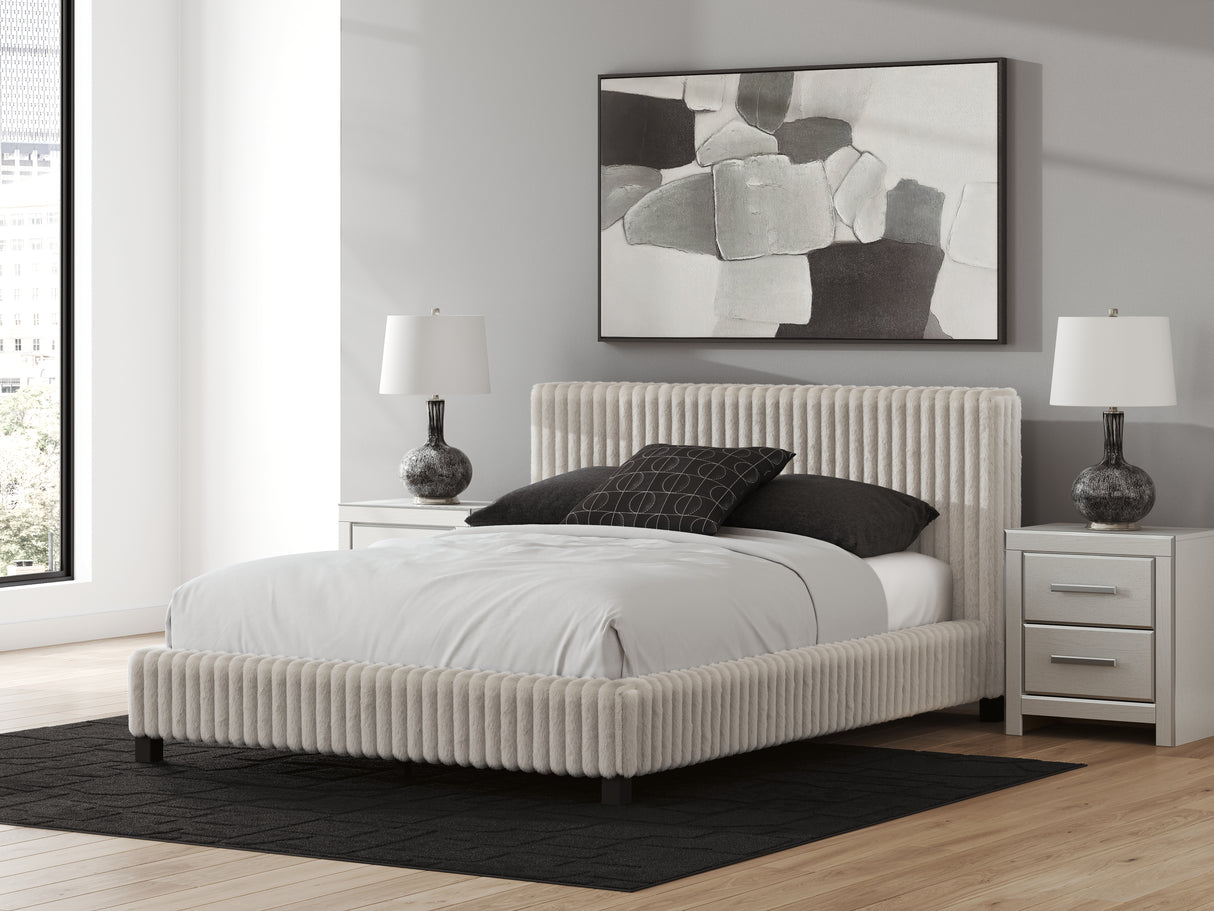 Mega Furniture - Ashley Furniture - Zuraleus Bedroom - Queen Upholstered Bed / White - PCB3381B11