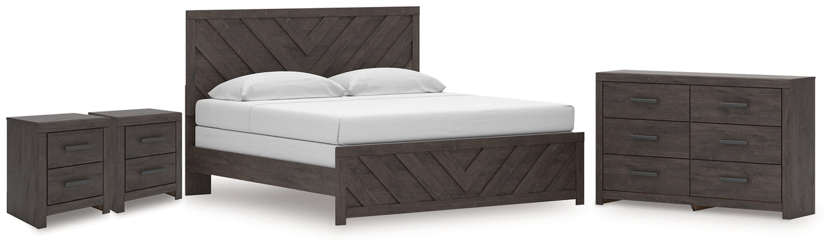 Mega Furniture - Ashley Furniture - Prendonea King Panel Bed, Dresser and 2 Nightstands - King Panel Bed, Dresser and 2 Nightstands - B3789B13