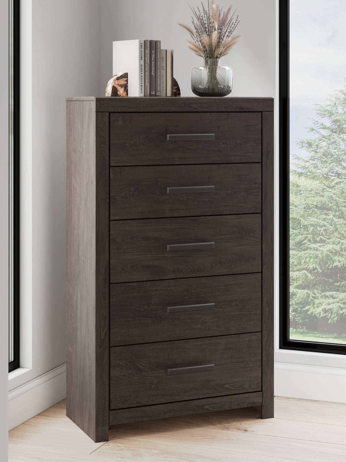 Mega Furniture - Ashley Furniture - Prendonea Bedroom - Five Drawer Chest / Charcoal - B3789-46