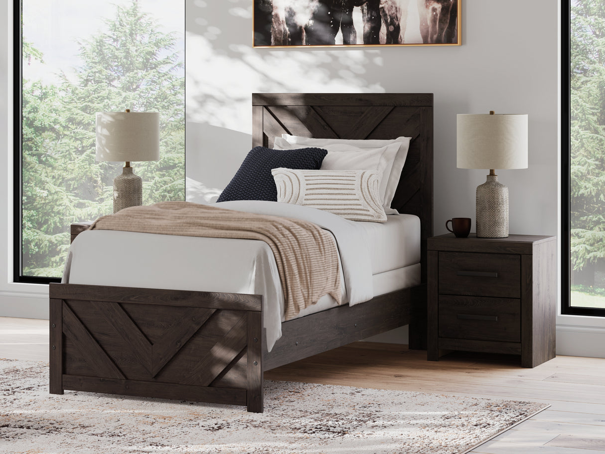 Mega Furniture - Ashley Furniture - Prendonea Bedroom - Twin Panel Bed / Charcoal - B3789B2