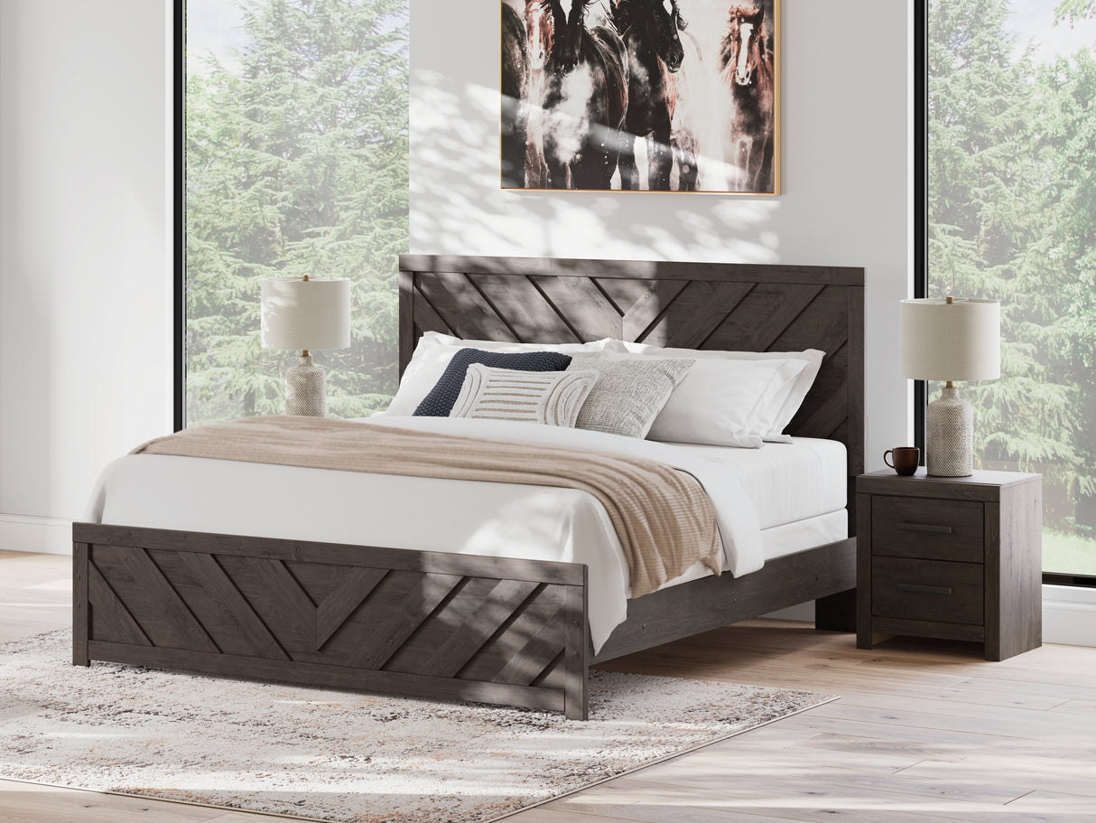 Mega Furniture - Ashley Furniture - Prendonea Bedroom - King Panel Bed / Charcoal - B3789B8