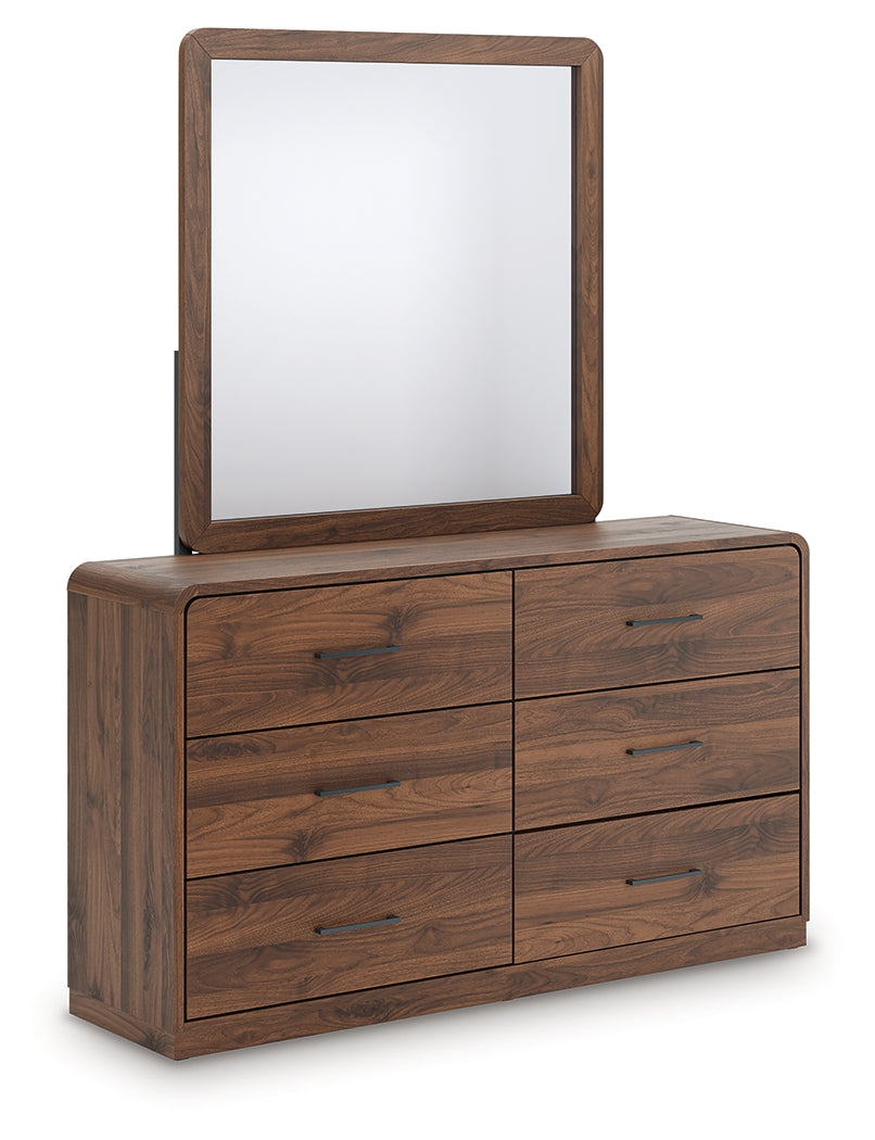 Mega Furniture - Ashley Furniture - Fortlorn Bedroom - Dresser and Mirror / Walnut Brown - PCB386B1