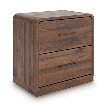 Mega Furniture - Ashley Furniture - Fortlorn Bedroom - Two Drawer Night Stand / Walnut Brown - PCB386-92